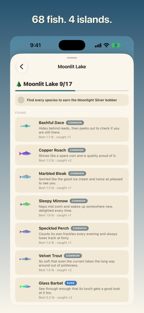 Moonbite screenshot: Fill your Museum, one species at a time